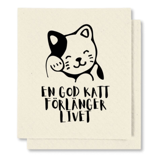 Disktrasa: En god katt förlänger livet (svart motiv/2-pack) i gruppen Landshopping.se / Kök & Matlagning / Kökstextilier / Disktrasor hos Landshopping (10041_Katt001)