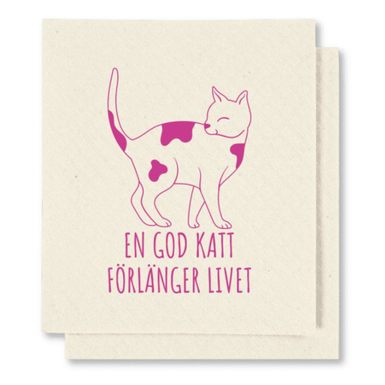 Disktrasa: En god katt förlänger livet (lila/2-pack) i gruppen Landshopping.se / Kök & Matlagning / Kökstextilier / Disktrasor hos Landshopping (10041_Katt002)