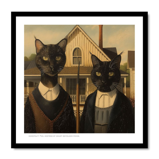 Inramad print (24X24 cm): Konstkatt 20 – Grant Wood i gruppen Landshopping.se / Hem & Hantverk / Inredning / Tavlor & Posters hos Landshopping (10041_Print02)