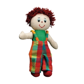 Mjuk pojkdocka av tyg brun/rött hår - fair trade från Lanka Kade i gruppen Landshopping.se / Hem & Hantverk / Leksaker hos Landshopping (10093_370)