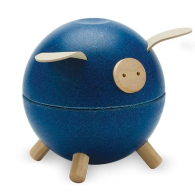 Spargris av trä från Plantoys - Blå i gruppen Familjeshopping.se / Barn & Baby / Leksaker hos Landshopping (10093_3763)