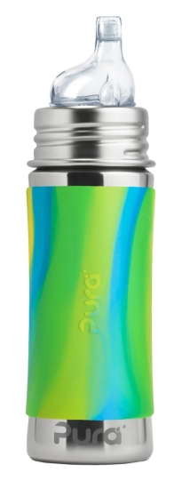 Pura pipflaska 325ml rostfritt stål med silikonhölje - aqua swirl i gruppen Familjeshopping.se / Barn & Baby / Baby hos Landshopping (10093_3915)