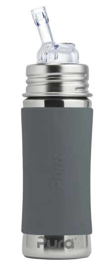 Pura sugrörsflaska 325ml rostfritt stål med silikonhölje - slate i gruppen Familjeshopping.se / Barn & Baby / Baby hos Landshopping (10093_3919)