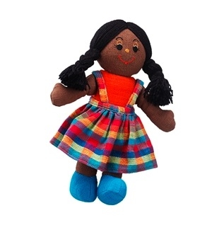 Mörkbrun tjejdocka av tyg - fair trade från Lanka Kade 1