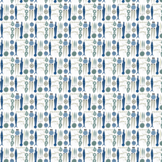 Picknick, metervara, blå beige, 150cm 1