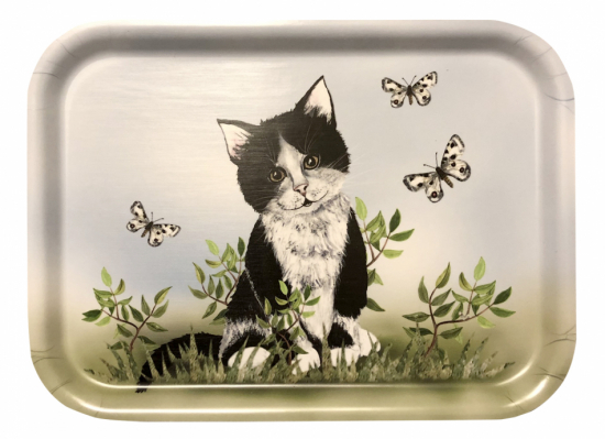 Bricka, Katt svartvit 20x27 cm i gruppen Landshopping.se / Kök & Matlagning / Dukning & Servering / Brickor, Fat & Skålar hos Landshopping (10155_12072)