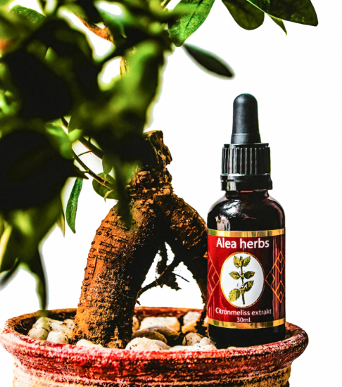 Citronmeliss från Alea Herbs – ett växtbaserat kosttillskott med rogivande egenskaper, vanligtvis använt vid stress.