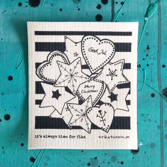 disktrasa SWEDISH FIKA GINGERBREAD svart-vit i gruppen Landshopping.se / Kök & Matlagning / Kökstextilier / Disktrasor hos Landshopping (10254_01172025801)