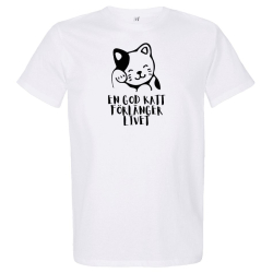 T-shirt: En god katt förlänger livet (vit eller grå)