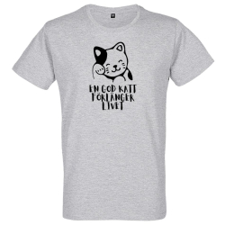 T-shirt: En god katt förlänger livet (grå)
