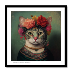 Inramad print (24X24 cm): Konstkatt 1 – Frida Kahlo