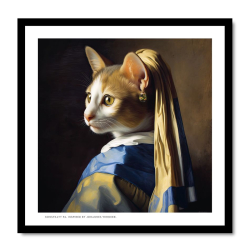 Inramad print (24X24 cm): Konstkatt 4 – Johannes Vermeer