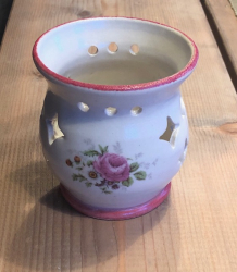 Värmeljuslykta i stengods Sommarblom Röd