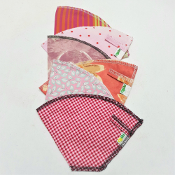 Kaffefilter av återvunnet tyg - i röda/rosa toner