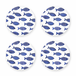 Glasunderlägg Fisklek 4-p