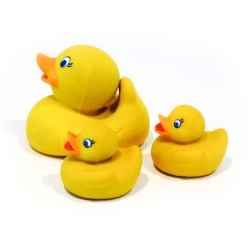 Ankmamma med 2 ankungar - giftfria badleksaker av naturgummi