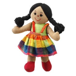 Mjuk tjejdocka av tyg med ljusbrunt hår - fair trade från Lanka Kade