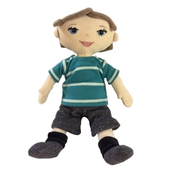 Ekologisk mjuk pojkdocka Yed av tyg med kläder