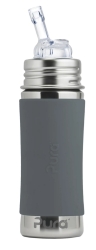 Pura sugrörsflaska 325ml rostfritt stål med silikonhölje - slate