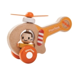 Glad helikopter - barnleksak av trä från Plantoys