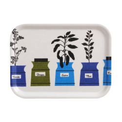 Persons kryddskåp, bricka, blå, 27x20cm