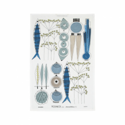 Picknick, kökshandduk, blå beige