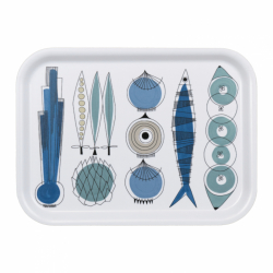 Picknick, bricka, blå beige, 27x20cm