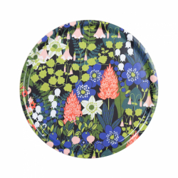 Skogen, bricka, svart grön rosa, 38cm