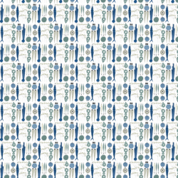 Picknick, metervara, blå beige, 150cm