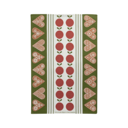 Frukt och kaka, kökshandduk, rödgrön