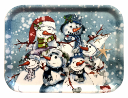 Bricka 20x27 cm, Snowy Snowmen