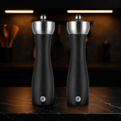 Salt och pepparkvarn, 21 cm, keramiskt verk, svart, i par