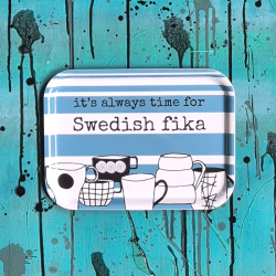 bricka SWEDISH FIKA blå 20x27 cm