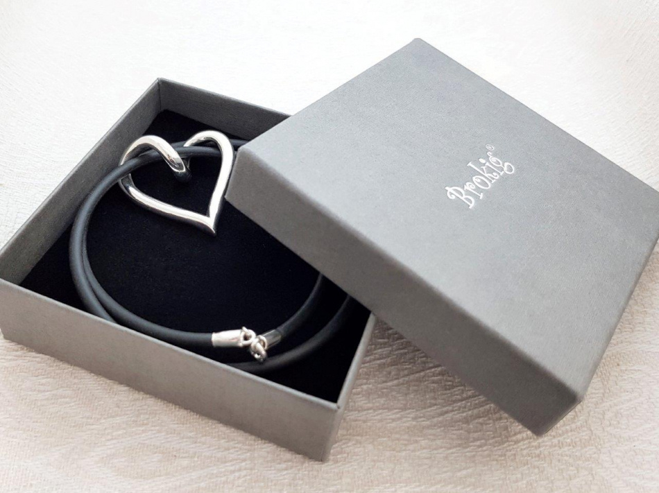 Halsband Hjärta i silver - Stora