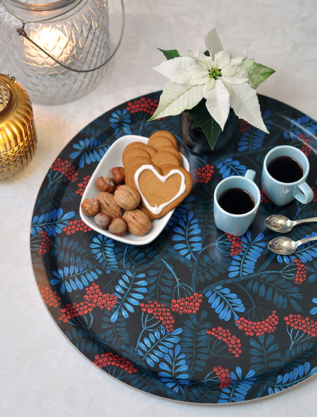 Bricka Rönnbär Blå, glöggbricka