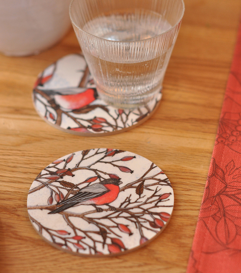 Glasunderlägg Nyponherrar