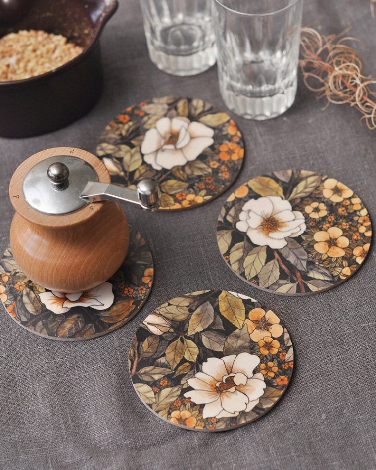 Glasunderlägg Rosatok 4-p