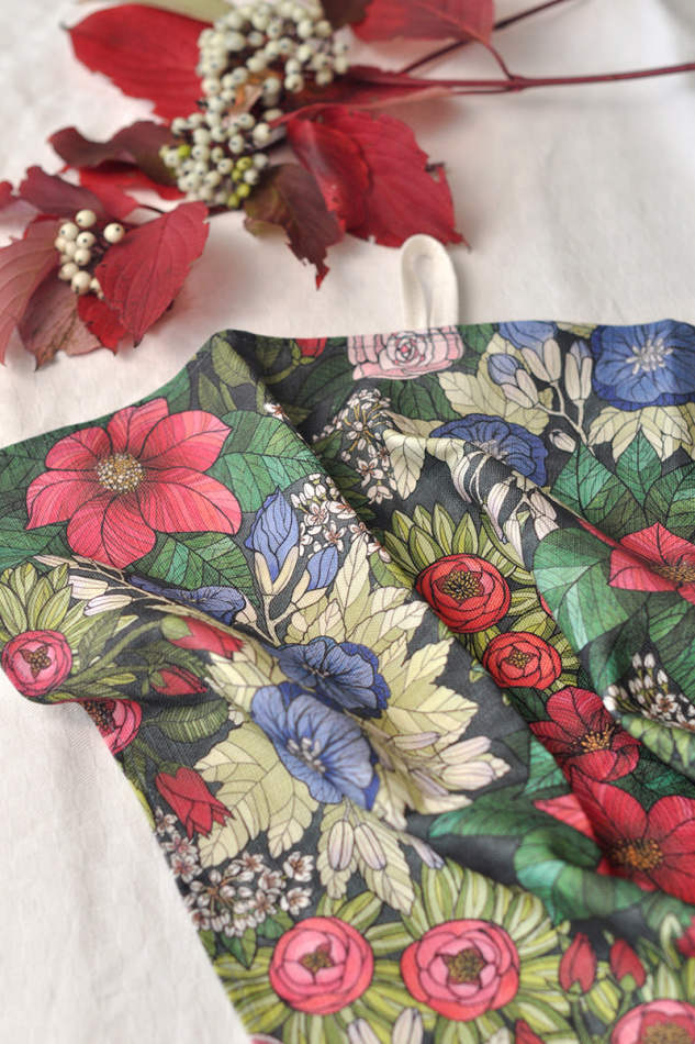 Kökshandduk Old Flowers original 2