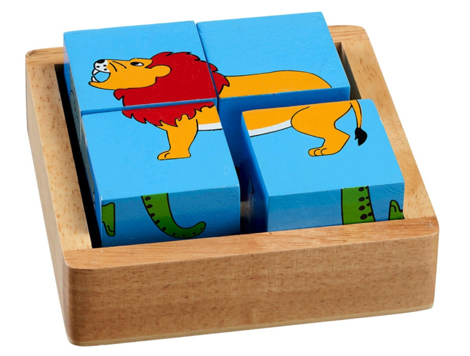 Klosspussel av trä - barnpussel med djungelmotiv