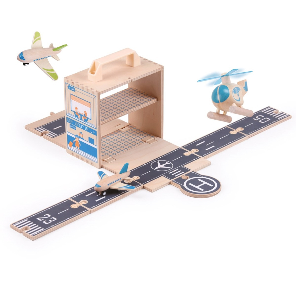 Boxset flygplats träleksak för barn