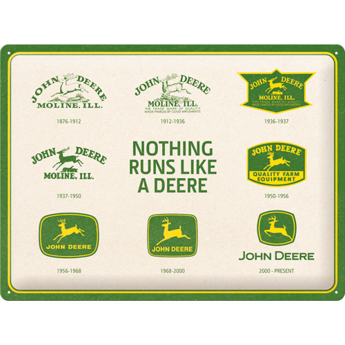 Metallskylt - John Deere  150 Years Logo Evolution