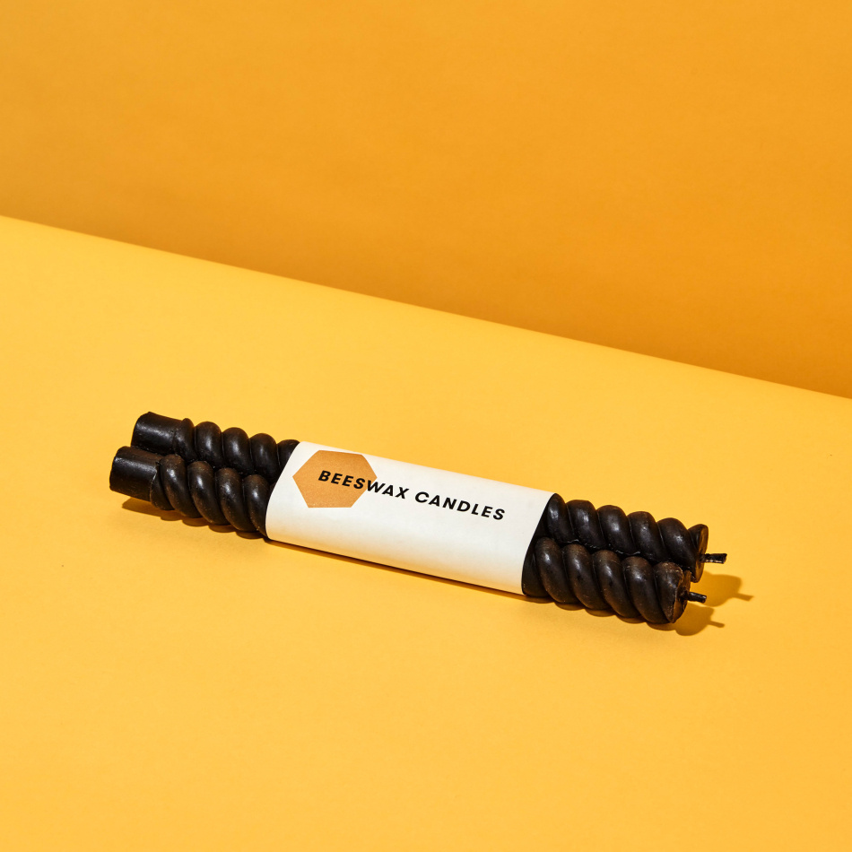 Biwax ljus,2-pack spiral svarta