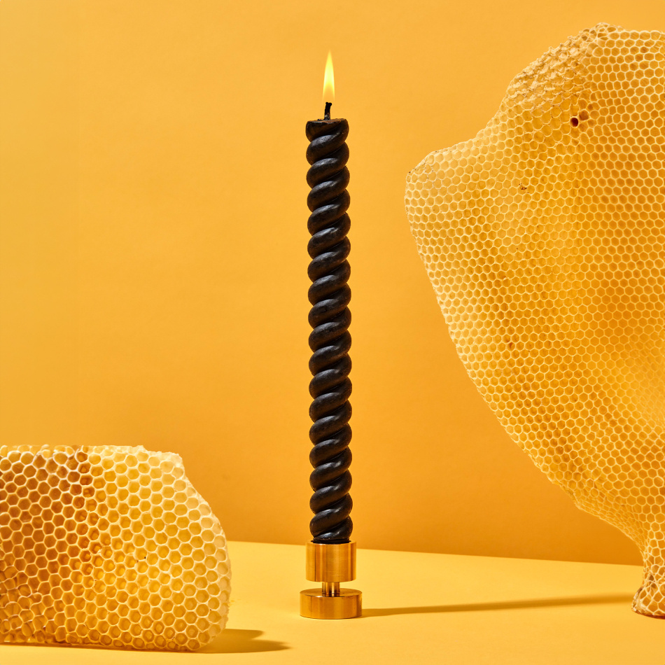 Biwax ljus,2-pack spiral svarta