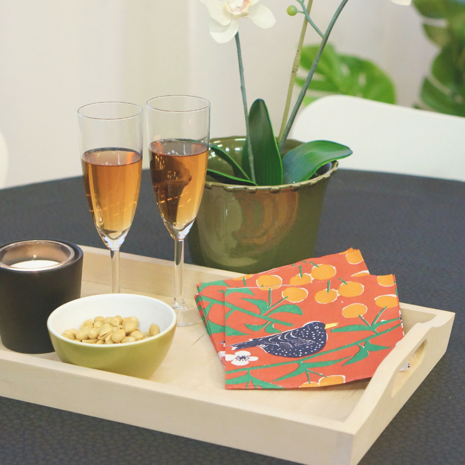 Körsbärsträdgården, pappersservett, röd 2