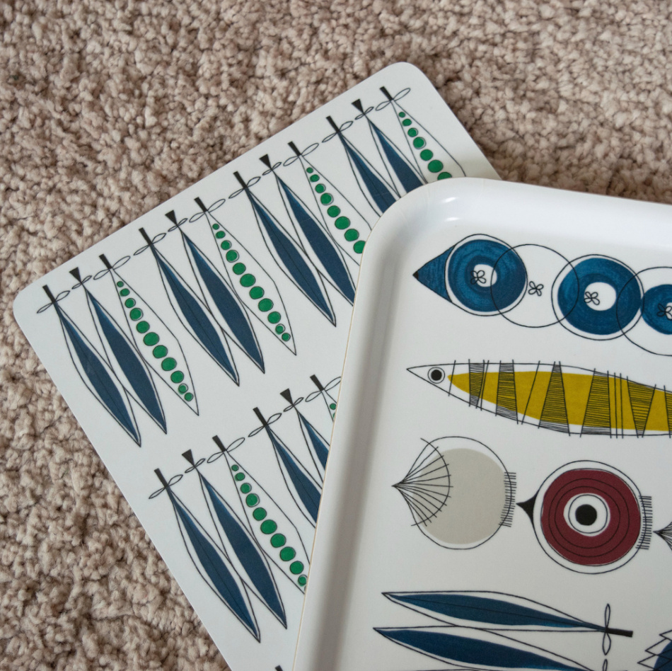 Picknick, uppläggningsbräda, blå multi, 30x20cm 2