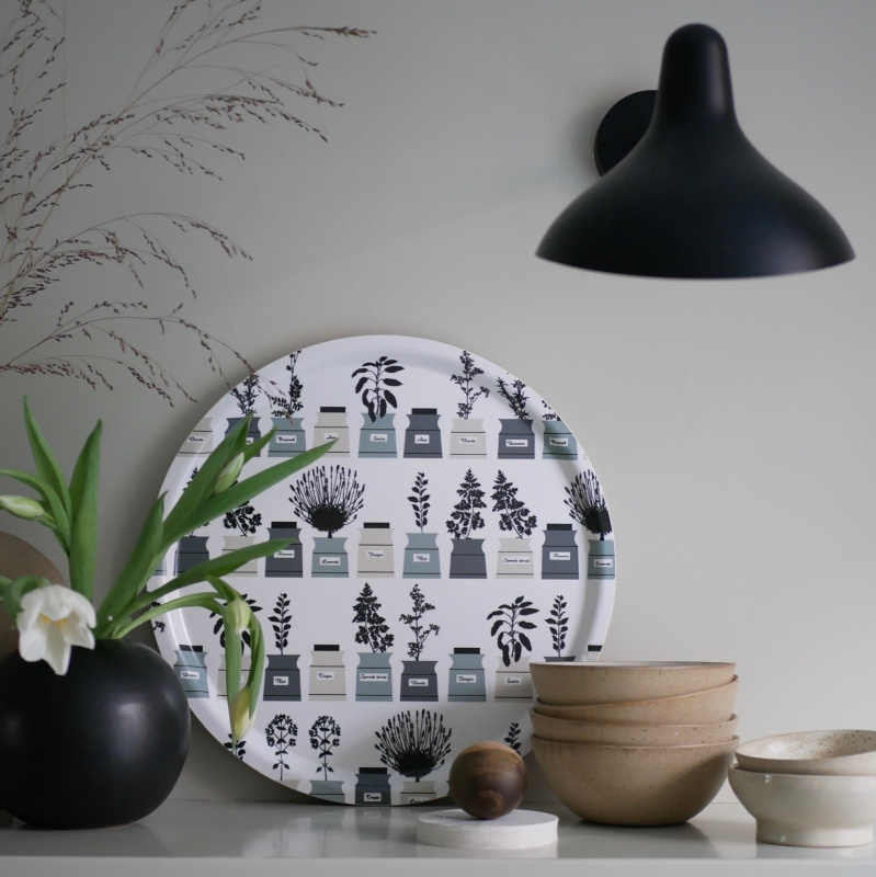 Persons kryddskåp, bricka, gröngrå, 38cm