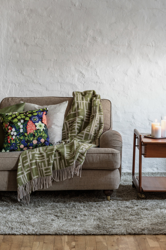 Pickepin, pläd, mossgrön beige 5