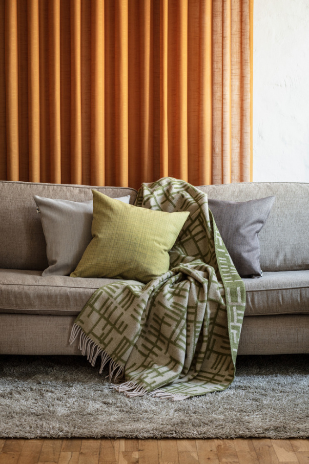 Pickepin, pläd, mossgrön beige 6