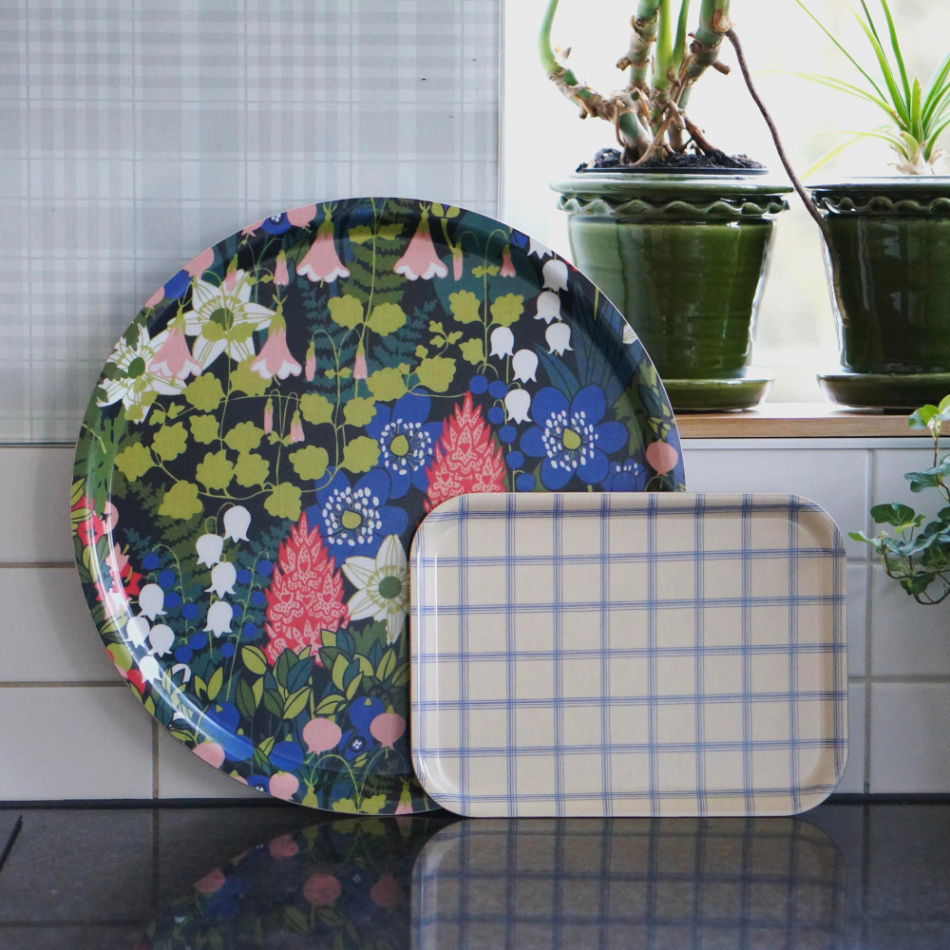 Skogen, bricka, svart grön rosa, 38cm 4