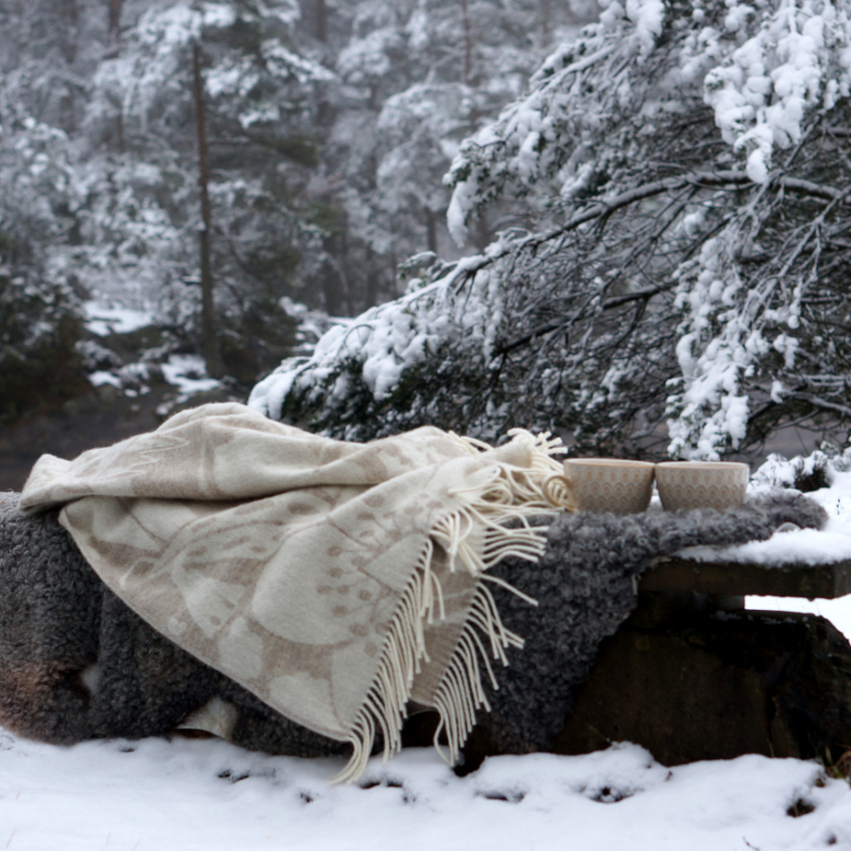 Skogen, pläd, beige offwhite 3